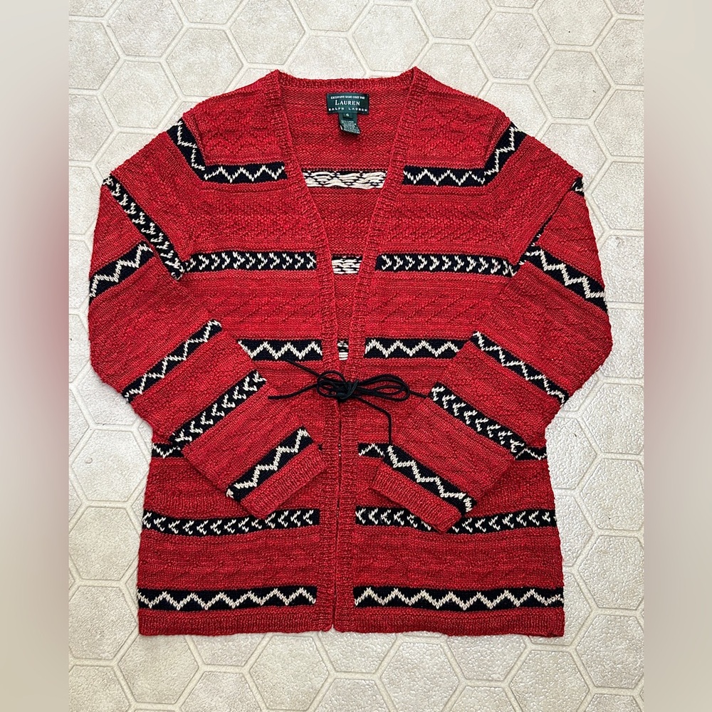 1990s Vintage Hand Sewn LAUREN RALPH LAUREN Women’s Small Cardigan Sweater